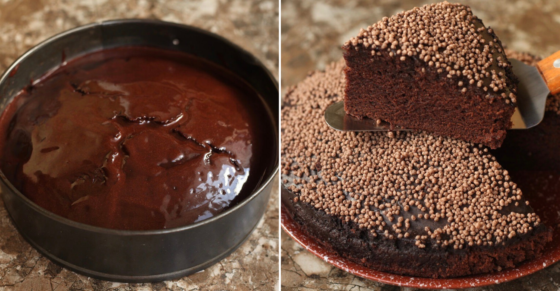 Приготовление влажного пирога с шоколадом